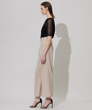 ICB 【接触冷感・UVカット・洗える】 T/Rドライリネン ワイドストレートパンツ ベージュ系