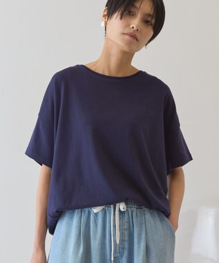 AMERICAN HOLIC 【接触冷感+UVカット】半袖コクーンカットプルオーバー Navy