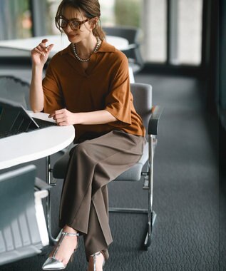 UNFILO L フロスティコットン スキッパーニット キャメル