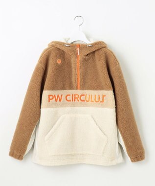 PW CIRCULUS 【WOMEN】【撥水/防風】ボア ハーフジップ フーデッド プルオーバー ベージュ系