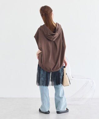 earth music&ecology チュールヘムキャミソール Dark Gray Mixture