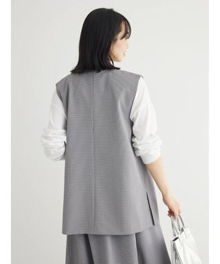 Green Parks きれいシルエット千鳥柄ジレ Hounds Tooth