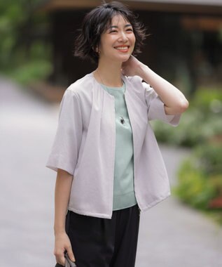 J.PRESS LADIES L 【季節の変わり目に】アキハ BREEZE COOL ノーカラー ブルゾン