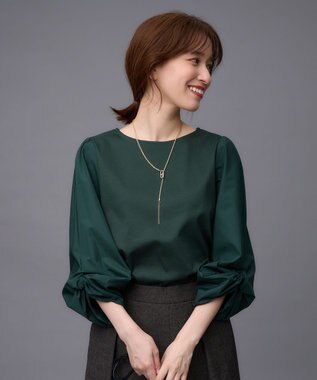 ANY 【洗濯機可】着映える袖ねじりトップス グリーン