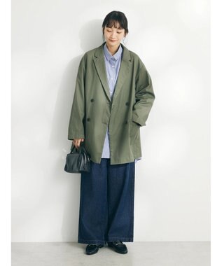 CRAFT STANDARD BOUTIQUE イージーケアコクーンポケ付きチュニック Stripe Navy