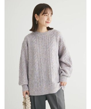 Green Parks フェアリーＭｉｘケーブルニットプルオーバー Purple