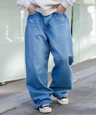 WEGO 【ユニセックス着用ITEM/】スーパーバギージーンズ デニム淡加工色