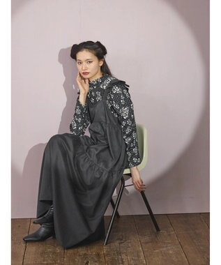 Green Parks ■ＥＳＣＡＲ　フリルキャミティアードワンピース Black