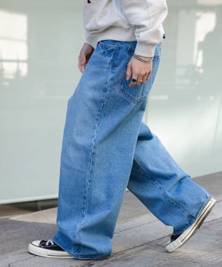 WEGO 【ユニセックス着用ITEM/】スーパーバギージーンズ デニム淡加工色