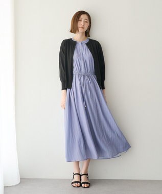 YECCA VECCA ギャザードロストワンピース Stripe