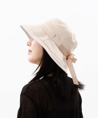 AURORA 【 LANVIN COLLECTION（ランバン コレクション） 】グログランリボンキャペリンハット ベージュ