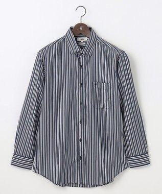 JOSEPH ABBOUD 【キングサイズ・オーガニックコットン・柔らかな肌触り】カラーストライプ シャツ ネイビー系1