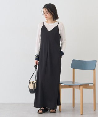 AMERICAN HOLIC リネンライクフリンジキャミワンピース Black
