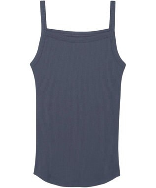 une nana cool 綿100%生地使用 リブ編みコットン キャミソール ダークネイビー