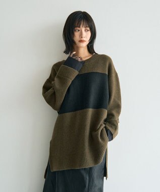 YECCA VECCA 袖レイヤードソフトニット Charcoal Gray