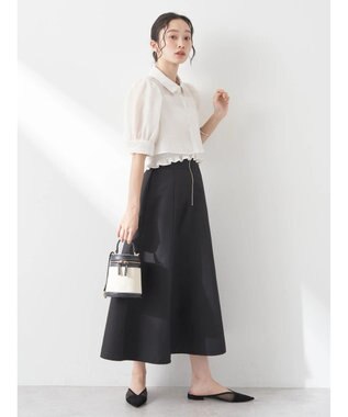 earth music&ecology ＳＥＴ２点シアークロップドシャツ×シャーリングタンク Ivory