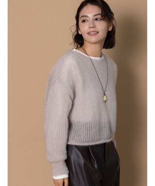 Te chichi 【泉 里香さん着用・Oggi.jp10/23掲載】キャットヤーンメッシュニット グレー