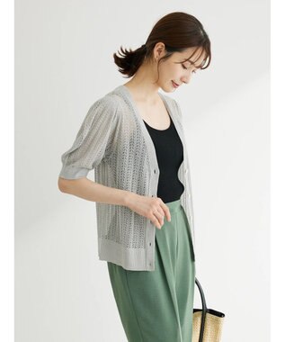 Green Parks すかし柄コンパクトシアーカーディガン