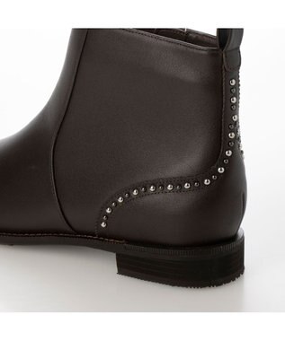 ing <ing>スタッズデザインショートブーツ ダークブラウン