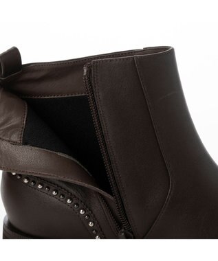 ing <ing>スタッズデザインショートブーツ ダークブラウン