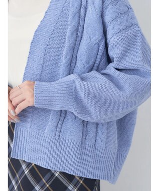 earth music&ecology ベロアモールケーブルカーディガン Blue