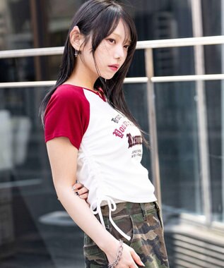 WEGO キーネックサイドレースアップちびT 柄7