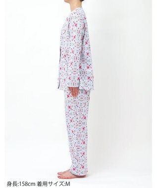 WACOAL パジャマ 長袖 長ズボン 綿100%(本体) 天竺素材 ミントン レディース NDX563 /ワコール サックス