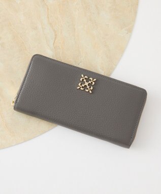 russet モノグラムプレートラウンドジップウォレット(SO-372) Gray/PK