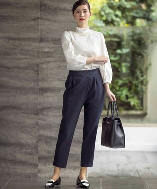 組曲 L 【KUMIKYOKU NAVY】スタンドフリルシャーティング ブラウス アイボリー系