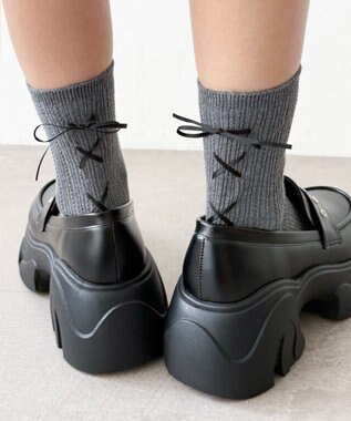 WEGO レースアップバックリボンソックス ダークグレー