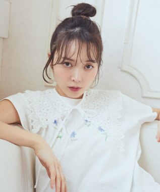 earth music&ecology ケミカルレース付け襟 Ivory