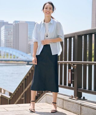 J.PRESS LADIES 【洗える】BEZ 空羽ストライプ シャツ ブラウス アクアグリーン系