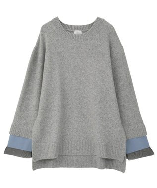 YECCA VECCA 袖レイヤードソフトニット Charcoal Gray