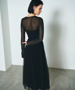 GRACE CONTINENTAL プリーツコンビベアワンピース ブラック