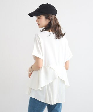 earth music&ecology 異素材バックプリーツチュニック Ivory