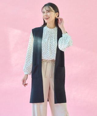 ANY L 【洗濯機可能】スタイルアップ ニットジレ ブラック