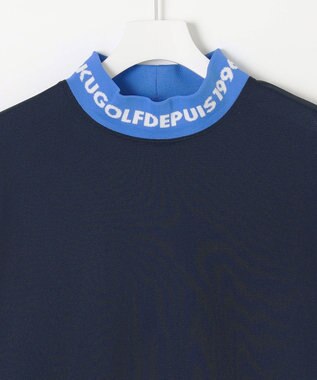 23区GOLF 【WEB限定】【MEN】【吸水速乾/UVケア】襟ロゴ モックネックシャツ ネイビー系