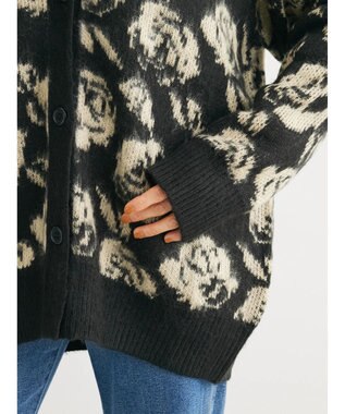 Green Parks ・ＳＵＧＡＲ　ＳＰＯＯＮ　フラワーシャギーカーディガン Black