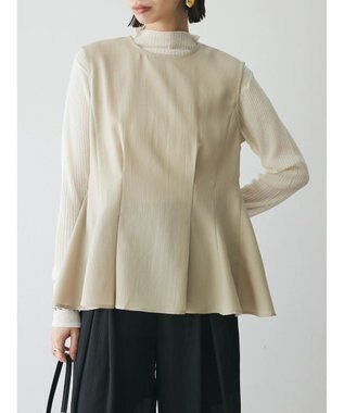 Green Parks AnriettMusee ノースリーブタックペプラムブラウス Beige