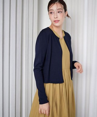 Tiaclasse L 【洗える】長袖サマーニットカーディガン ネイビー
