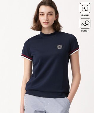 23区GOLF 【WOMEN】【吸水速乾・UVケア】袖ライン モックネックシャツ