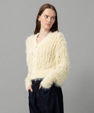 NAVE 【ReNAVE・洗える】メルティーシャギーニット カーディガン ホワイト系