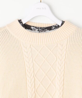 ANY SIS S 【2SET】クロップドニットセット ワンピース ブラック×アイボリー