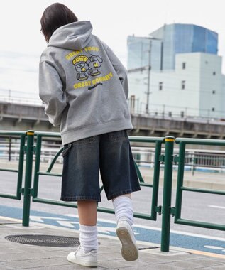 WEGO リラックスフィットTHEBOYグラフィックパーカー 杢グレー