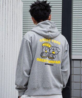 WEGO リラックスフィットTHEBOYグラフィックパーカー 杢グレー