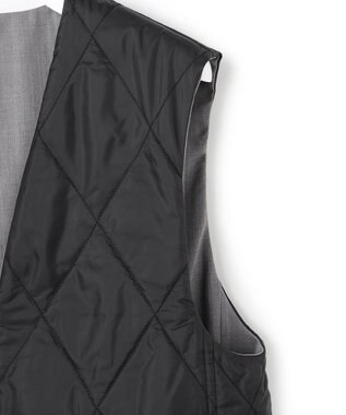 ICB 【洗える・リバーシブル着用可】T/Wツイルキルト リバーシブル パディング ジレ ライトグレー系