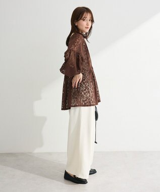 Green Parks メッシュレースタック入りプルオーバー Brown