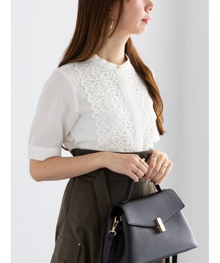 Te chichi 【WEB限定カラーあり】フロントレース5分袖ブラウス