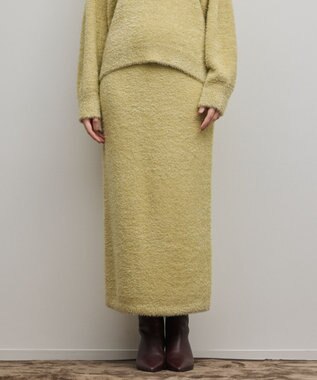 GRACE CONTINENTAL ラメフェザーニットスカート イエロー