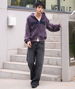 WEGO 【ユニセックス着用ITEM/MLサイズ展開】ショートグラフィックZIPパーカー パープル